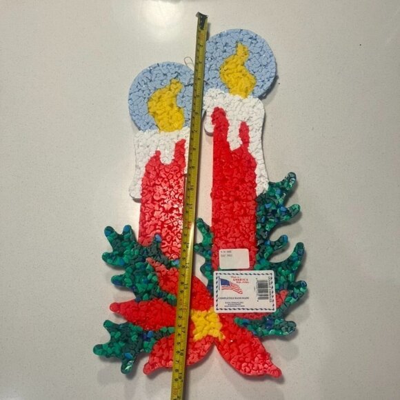 Retro1970s Popcorn Plastic Candle Wall Hanging Christmas Decoration New - Picture 3 of 4